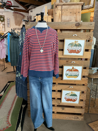 Stripe Comfy Casual Oversized Knit Top