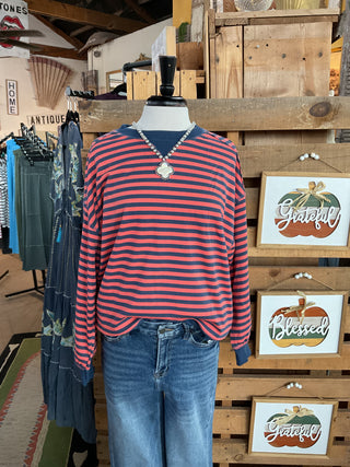 Stripe Comfy Casual Oversized Knit Top