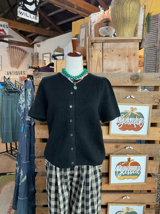 Short Sleeve Button Down Sweater