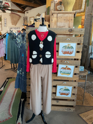 Polka-dot Knitted Sweater Vest-Cotton Knit Vest-Oddi-Stuffology - Where Vintage Meets Modern, A Boutique for Real Women in Crosbyton, TX