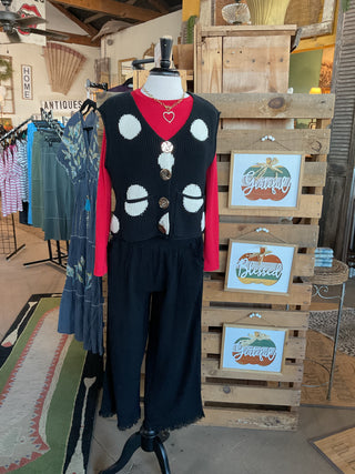 Polka-dot Knitted Sweater Vest-Cotton Knit Vest-Oddi-Stuffology - Where Vintage Meets Modern, A Boutique for Real Women in Crosbyton, TX