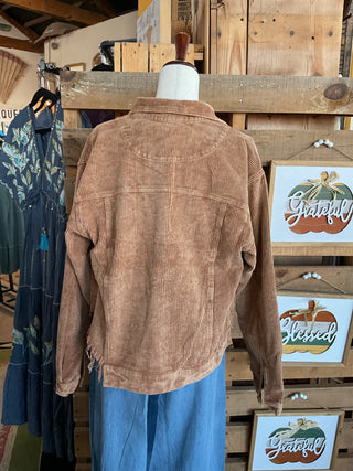 Pocket Front Button Down Corduroy Trucker Jacket-Jackets-Pol Clothing-Stuffology - Where Vintage Meets Modern, A Boutique for Real Women in Crosbyton, TX