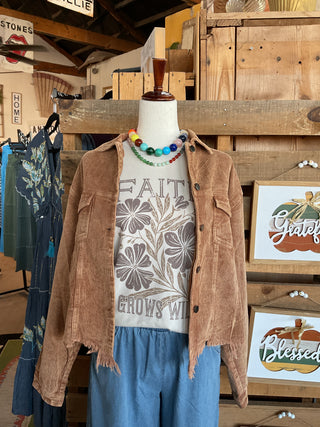 Pocket Front Button Down Corduroy Trucker Jacket-Jackets-Pol Clothing-Stuffology - Where Vintage Meets Modern, A Boutique for Real Women in Crosbyton, TX