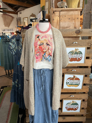 Khaki Multicolor Speckled Chunky Knit Cardigan-Sweater Cardigan-EASEL-Stuffology - Where Vintage Meets Modern, A Boutique for Real Women in Crosbyton, TX