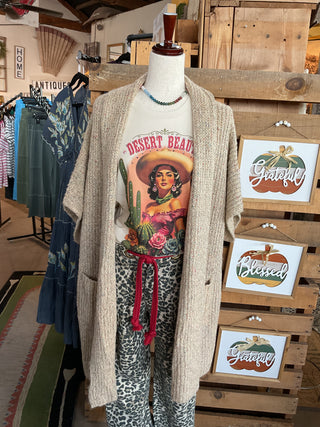 Khaki Multicolor Speckled Chunky Knit Cardigan-Sweater Cardigan-EASEL-Stuffology - Where Vintage Meets Modern, A Boutique for Real Women in Crosbyton, TX