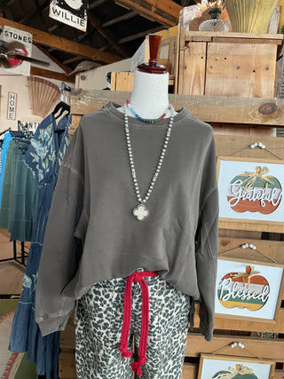 Pigment-Dyed French Terry Hi-Low Pullover Top-SWEATSHIRT-Zenana-Stuffology - Where Vintage Meets Modern, A Boutique for Real Women in Crosbyton, TX