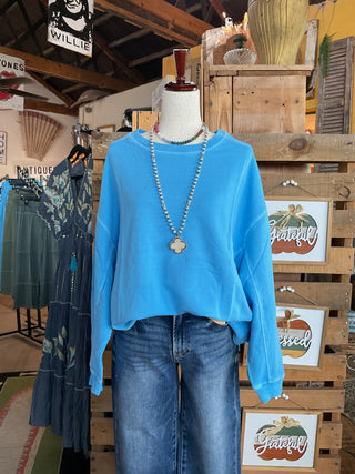 Pigment-Dyed French Terry Hi-Low Pullover Top-SWEATSHIRT-Zenana-Stuffology - Where Vintage Meets Modern, A Boutique for Real Women in Crosbyton, TX