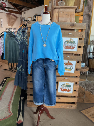 Pigment-Dyed French Terry Hi-Low Pullover Top-SWEATSHIRT-Zenana-Stuffology - Where Vintage Meets Modern, A Boutique for Real Women in Crosbyton, TX