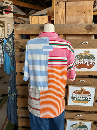 Mix and Match Stripe Color Block Pullover Top-Tops-BiBi-Stuffology - Where Vintage Meets Modern, A Boutique for Real Women in Crosbyton, TX
