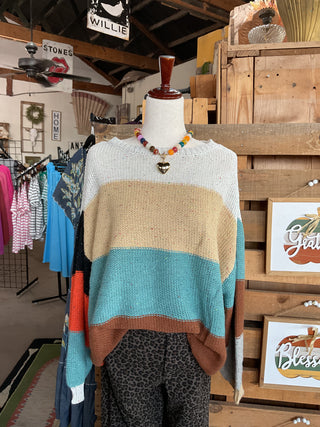 Multi Color Block Oversize Sweater