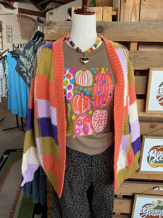 Multi Color Checker Block Sweater Cardigan-Cardigan-BiBi-Stuffology - Where Vintage Meets Modern, A Boutique for Real Women in Crosbyton, TX