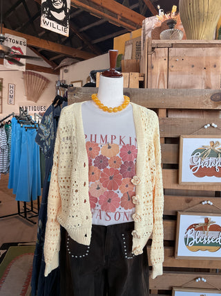 3D Floral Buttons Long Sleeve Thin Sweater Knit Cardigan-Cardigan-Pol Clothing-Stuffology - Where Vintage Meets Modern, A Boutique for Real Women in Crosbyton, TX