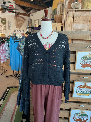 3D Floral Buttons Long Sleeve Thin Sweater Knit Cardigan-Cardigan-Pol Clothing-Stuffology - Where Vintage Meets Modern, A Boutique for Real Women in Crosbyton, TX