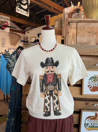 Jeweled Cowboy Nutcracker Graphic Tee-Graphic Tees-The Queen Gypsy-Stuffology - Where Vintage Meets Modern, A Boutique for Real Women in Crosbyton, TX