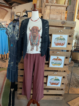 Beaded Bison Jeweled Graphic Tee-Graphic Tees-The Queen Gypsy-Stuffology - Where Vintage Meets Modern, A Boutique for Real Women in Crosbyton, TX