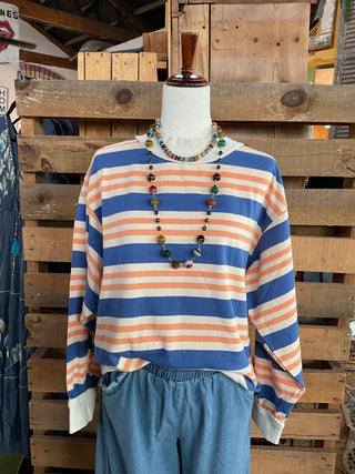 Oversized Terry Striped Sweatshirt-SWEATSHIRT-Sewn and Seen-Stuffology - Where Vintage Meets Modern, A Boutique for Real Women in Crosbyton, TX