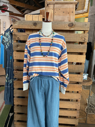 Oversized Terry Striped Sweatshirt-SWEATSHIRT-Sewn and Seen-Stuffology - Where Vintage Meets Modern, A Boutique for Real Women in Crosbyton, TX