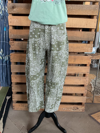 Bandana Print Barrel Pants