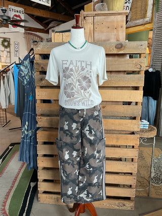 Mica High Rise Wide Jogger Camouflage Side Tape Detail-Stuffology Boutique -Stuffology - Where Vintage Meets Modern, A Boutique for Real Women in Crosbyton, TX