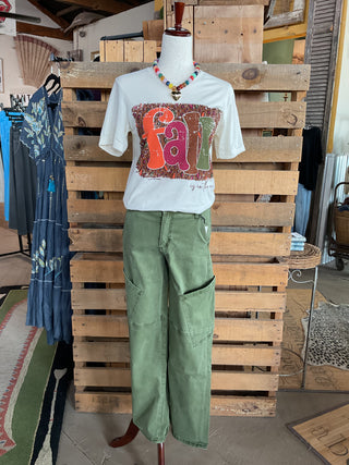 Green Mica High Rise Utility Wide Cargo Pants-Cargo Pants-Mica Denim-Stuffology - Where Vintage Meets Modern, A Boutique for Real Women in Crosbyton, TX