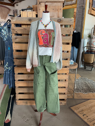 Green Mica High Rise Utility Wide Cargo Pants-Cargo Pants-Mica Denim-Stuffology - Where Vintage Meets Modern, A Boutique for Real Women in Crosbyton, TX