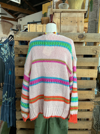 Rainbow Chunk Knit Cadigan-Cardigans-Sage + Fig-Stuffology - Where Vintage Meets Modern, A Boutique for Real Women in Crosbyton, TX