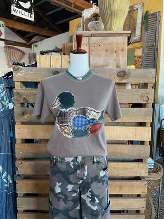 Faux Fringe Patchwork Mallard Graphic Tee-Graphic Tees-Dash Forward-Stuffology - Where Vintage Meets Modern, A Boutique for Real Women in Crosbyton, TX