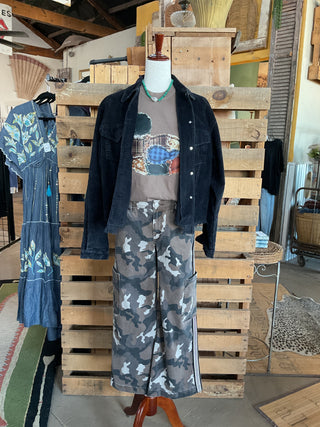 Faux Fringe Patchwork Mallard Graphic Tee-Graphic Tees-Dash Forward-Stuffology - Where Vintage Meets Modern, A Boutique for Real Women in Crosbyton, TX