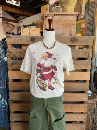 Santa Boots Graphic Tee-Women > Tops > Tshirts > Graphic-Branded Cotton-Stuffology - Where Vintage Meets Modern, A Boutique for Real Women in Crosbyton, TX