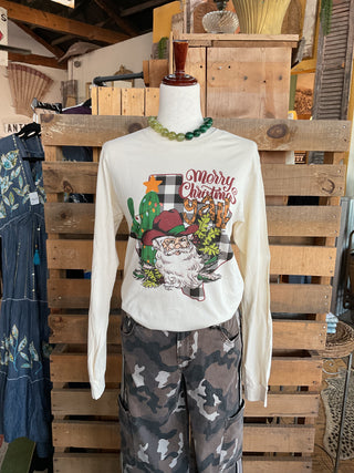 Merry Christmas Y'all Long Sleeve Tee-Women > Tops > Tshirts > Graphic-Branded Cotton-Stuffology - Where Vintage Meets Modern, A Boutique for Real Women in Crosbyton, TX