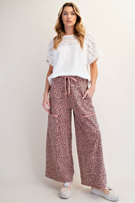 Antique Rose Animal Print Knit Pants-Pants-Easel-Stuffology - Where Vintage Meets Modern, A Boutique for Real Women in Crosbyton, TX