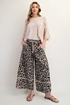 Animal Print Mineral Washed Terry Knit Pants-Pants-Easel-Stuffology - Where Vintage Meets Modern, A Boutique for Real Women in Crosbyton, TX