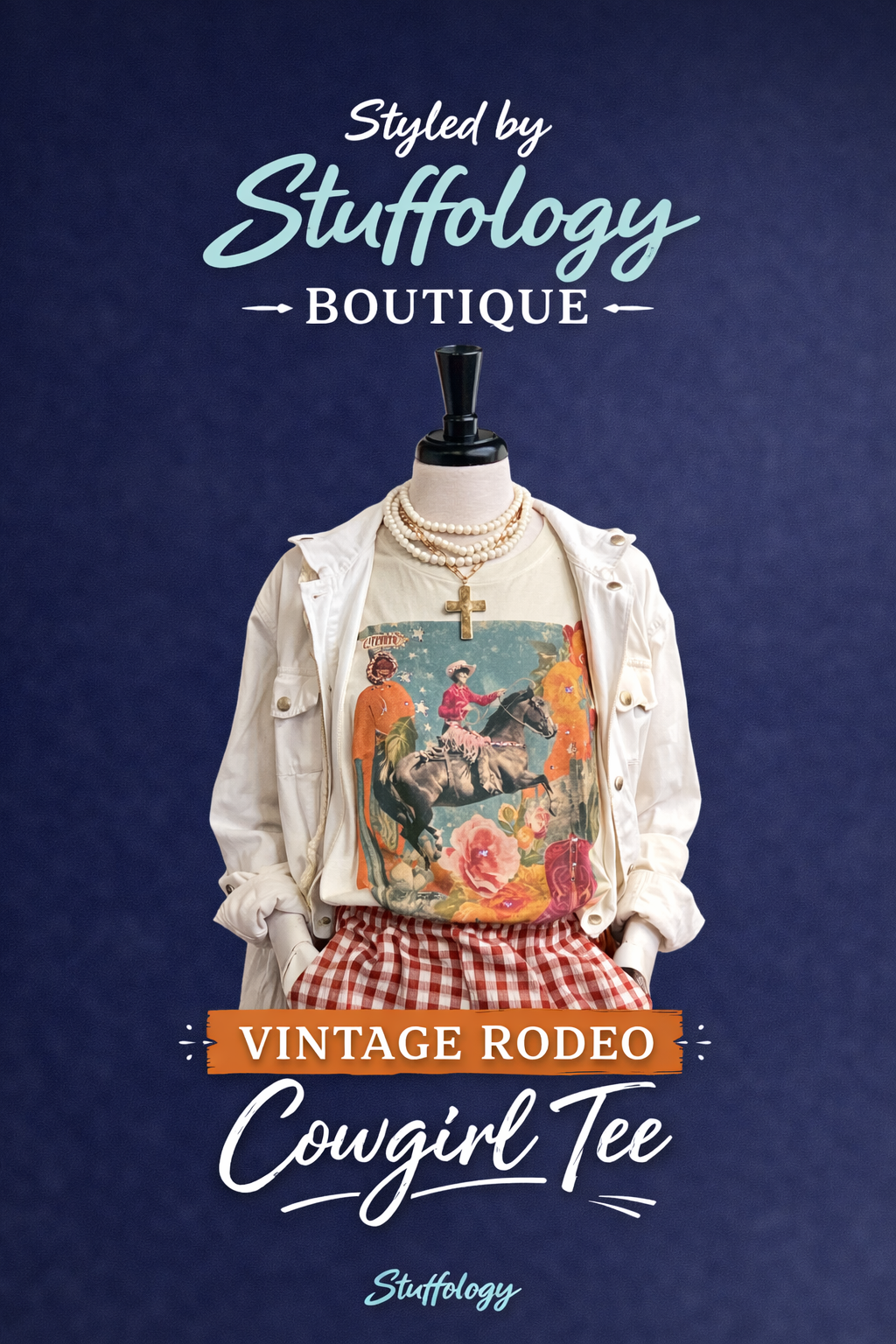 Vintage Rodeo Graphic Tee-Women > Tops > Tshirts > Graphic-The Queen Gypsy-Stuffology - Where Vintage Meets Modern, A Boutique for Real Women in Crosbyton, TX