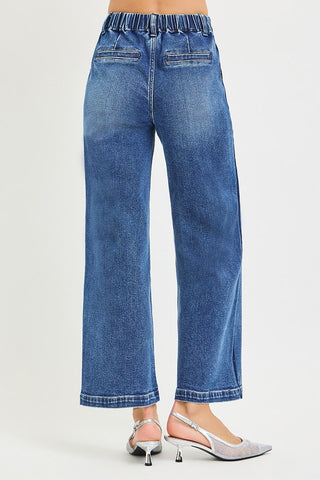Tummy Control High-Rise Crop Wide Leg Jeans-Jeans-Risen Jeans-Stuffology - Where Vintage Meets Modern, A Boutique for Real Women in Crosbyton, TX