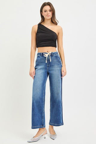 Tummy Control High-Rise Crop Wide Leg Jeans-Jeans-Risen Jeans-Stuffology - Where Vintage Meets Modern, A Boutique for Real Women in Crosbyton, TX