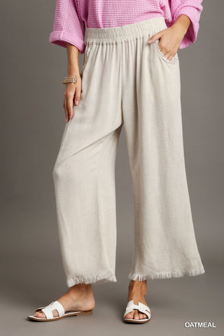 Linen Blend Wide Leg Pants - Oatmeal-Pants-Umgee-Stuffology - Where Vintage Meets Modern, A Boutique for Real Women in Crosbyton, TX