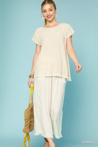 Linen Blend Wide Leg Pants - Oatmeal-Pants-Umgee-Stuffology - Where Vintage Meets Modern, A Boutique for Real Women in Crosbyton, TX