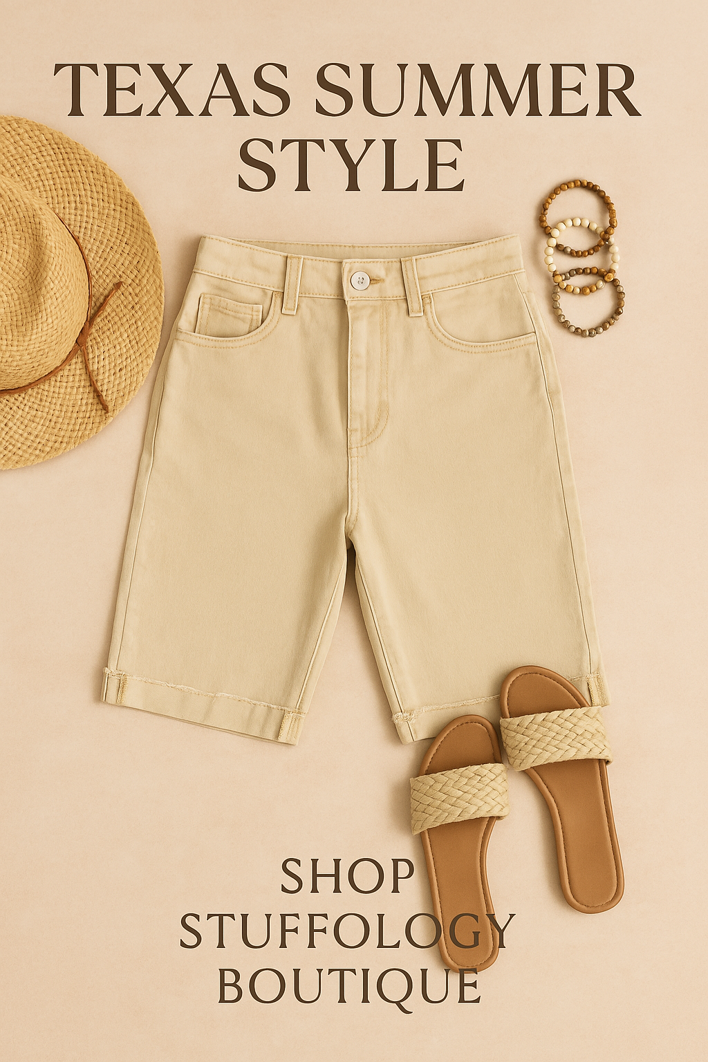DISTRESSED SAND DUNE BERMUDA SHORTS-BERMUDA SHORTS-ZENANA-Stuffology - Where Vintage Meets Modern, A Boutique for Real Women in Crosbyton, TX