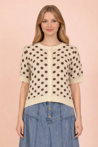Polka Dot Button Down Knit Sweater Cardigan-Sweater Cardigan-VERY J-Stuffology - Where Vintage Meets Modern, A Boutique for Real Women in Crosbyton, TX