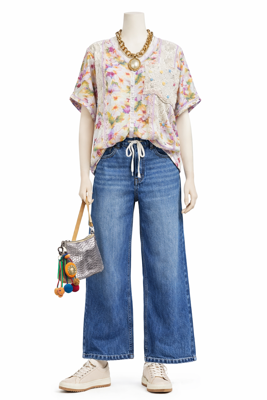 POL Clothing Patchwork Crochet Floral Top-TOP-Stuffology Boutique -Stuffology - Where Vintage Meets Modern, A Boutique for Real Women in Crosbyton, TX