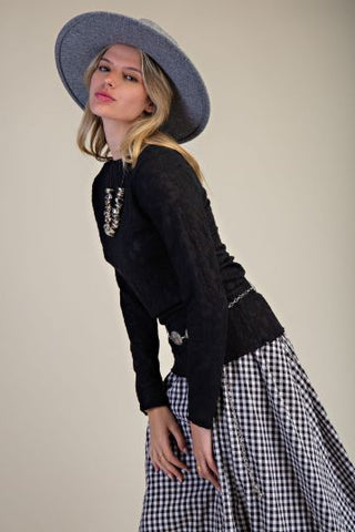 Textured Sheer Floral Knit Top-MESH TOP-Easel-Stuffology - Where Vintage Meets Modern, A Boutique for Real Women in Crosbyton, TX