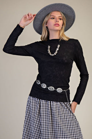 Textured Sheer Floral Knit Top-MESH TOP-Easel-Stuffology - Where Vintage Meets Modern, A Boutique for Real Women in Crosbyton, TX