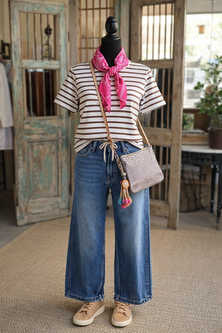Striped Crew Neck Tee-Tops-Zenana-Stuffology - Where Vintage Meets Modern, A Boutique for Real Women in Crosbyton, TX