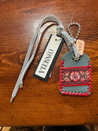 Consuela Luggage Tags, Leather Turquoise and Red| Stuffology Boutique-Luggage Tags-Consuela-Stuffology - Where Vintage Meets Modern, A Boutique for Real Women in Crosbyton, TX