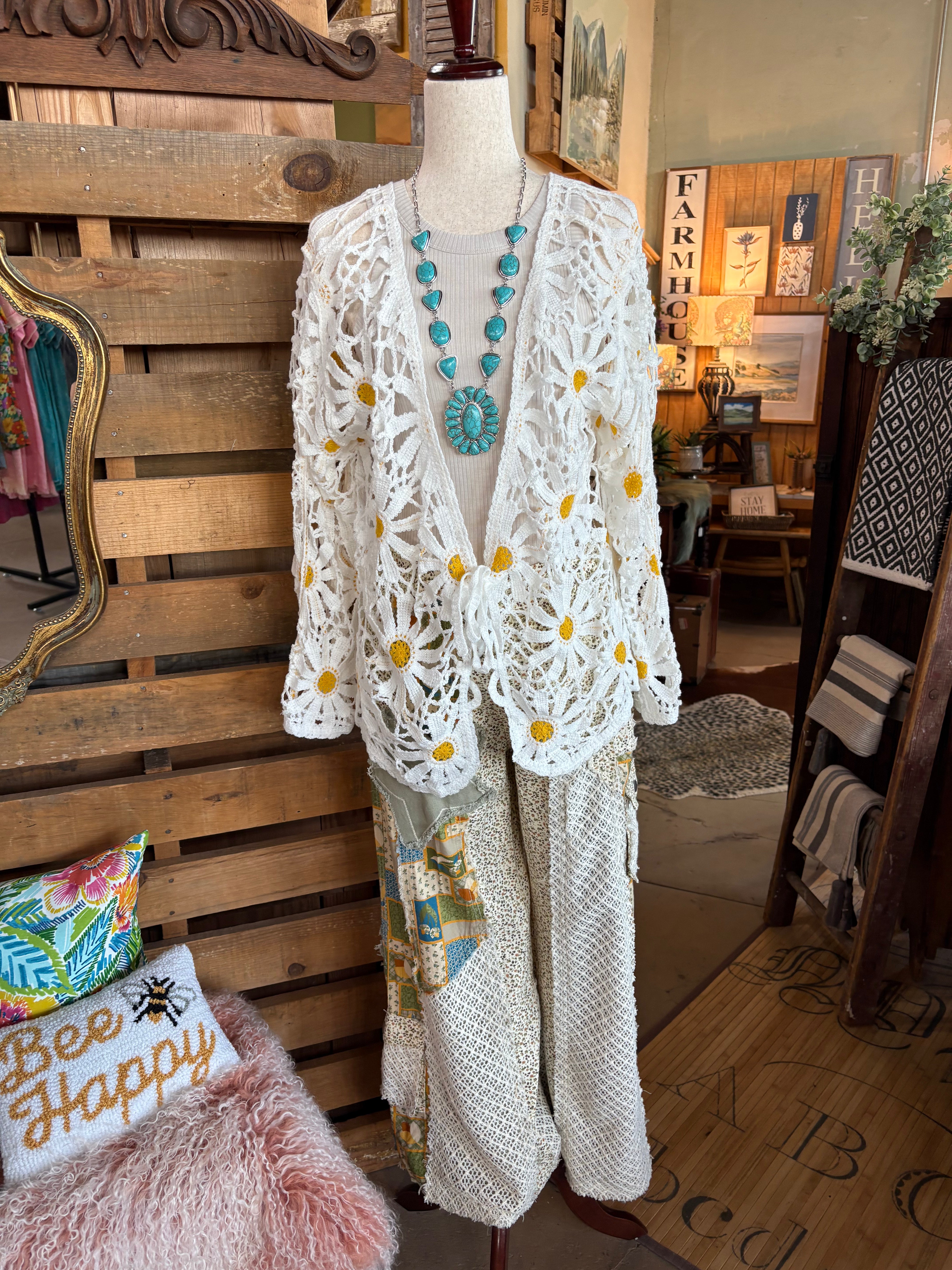 Faux Turquoise Squash Blossom Necklace-Jewelry-Stuffology Boutique -Stuffology - Where Vintage Meets Modern, A Boutique for Real Women in Crosbyton, TX