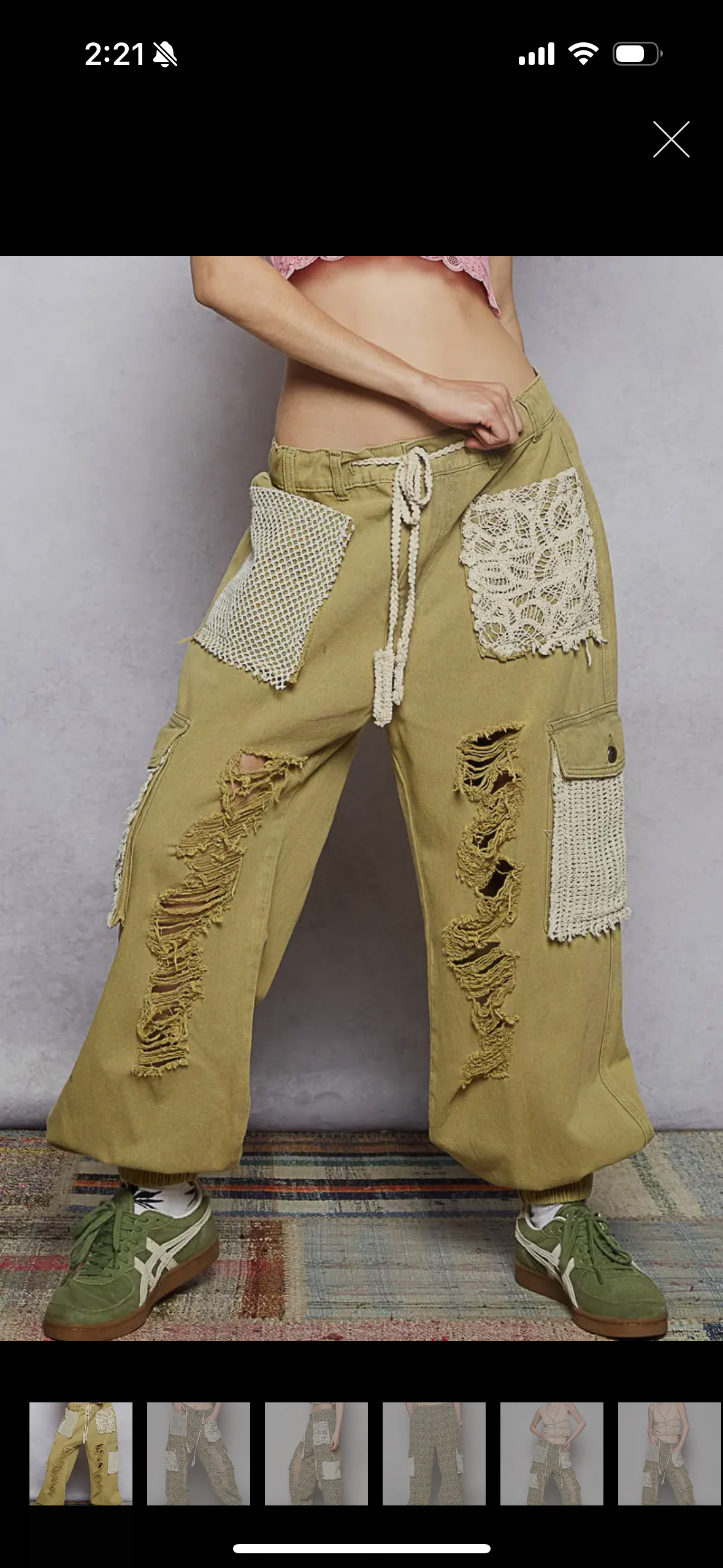 Olive Vintage Wash Crochet Patch Distressed Jogger Pants-Pants-Pol Clothing-Stuffology - Where Vintage Meets Modern, A Boutique for Real Women in Crosbyton, TX