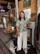 Green and Natural Botanical Puff Sleeve Top-Top-Umgee-Stuffology - Where Vintage Meets Modern, A Boutique for Real Women in Crosbyton, TX