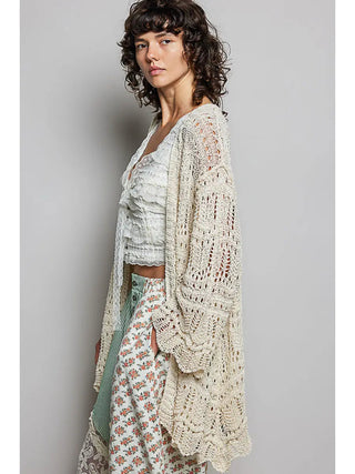 POL Clothing Crochet Weave Boho Cardigan-Cardigan-POL Clothing-Stuffology - Where Vintage Meets Modern, A Boutique for Real Women in Crosbyton, TX