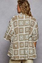 POL Clothing Olive Multi Boho Crochet Patch Shirt-Shirt / Jacket-POL Clothing-Stuffology - Where Vintage Meets Modern, A Boutique for Real Women in Crosbyton, TX
