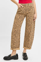 Leopard Print Barrel Pants-Jeans-Risen Jeans-Stuffology - Where Vintage Meets Modern, A Boutique for Real Women in Crosbyton, TX